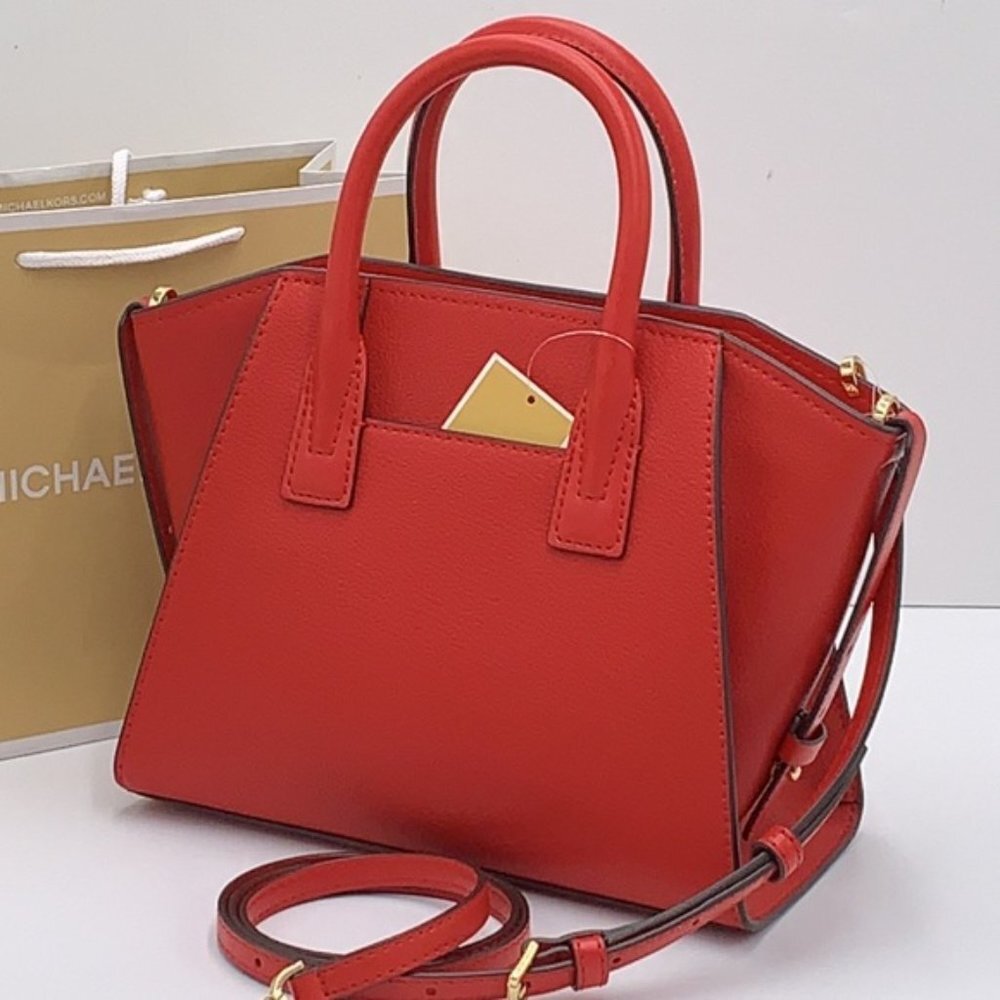 Michael Kors Avril Small Leather Top-Zip Satchel Flame color - Picture 3 of 16